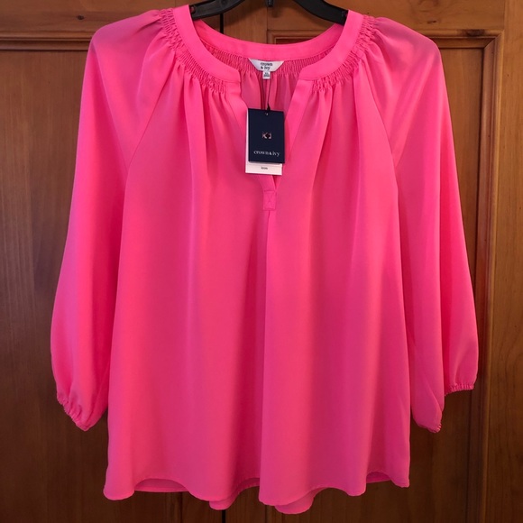 crown & ivy Tops - NWT Crown & Ivy Neon Pink Blouse Top XL